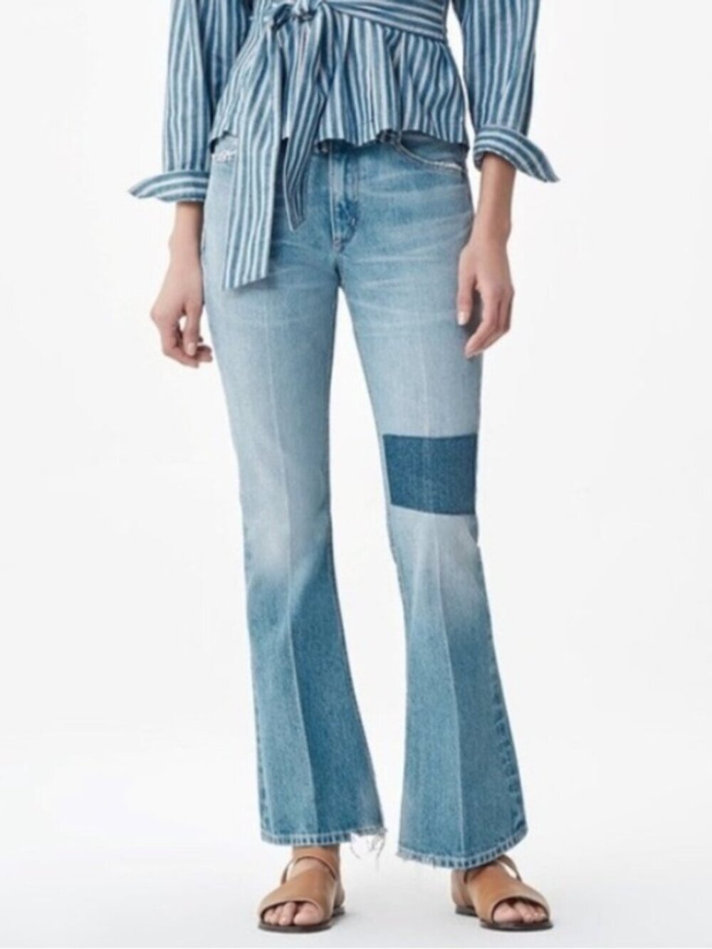 Citizens of Humanity Kaya Mid-Rise Kick Flare Patchwork Jeans - 28" - Picture 1 of 15